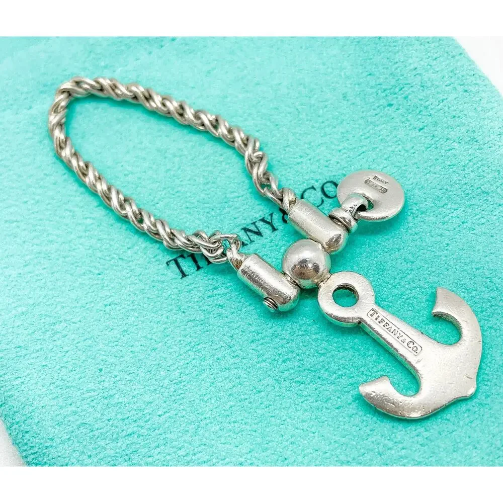 Tiffany & Co. Anchor Keychain Key Ring Sterling Silver Keyring
